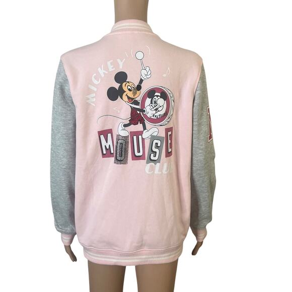 Disney 100 Mickey Mouse Club Varsity Jacket Women’s Small Pink Gray Letterman - Picture 15 of 16